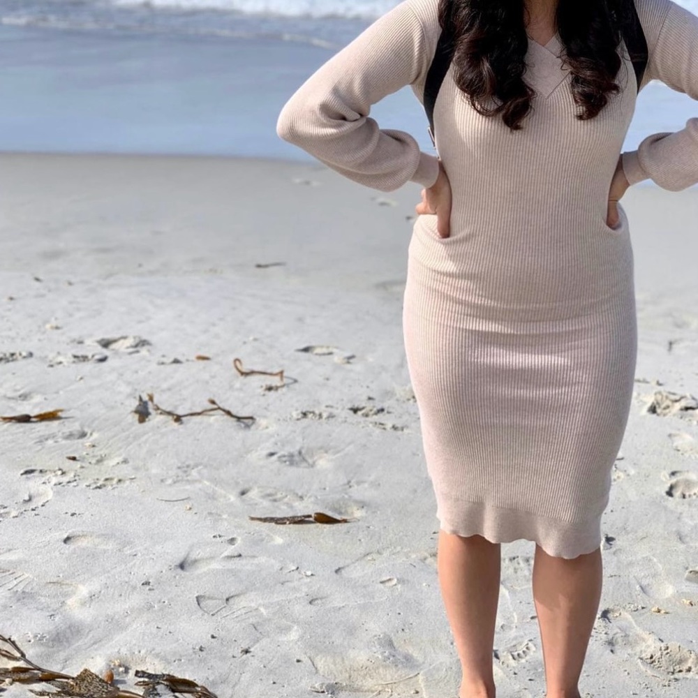 Beige sweater dress